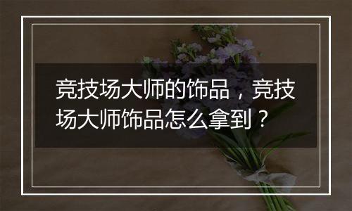 竞技场大师的饰品，竞技场大师饰品怎么拿到？