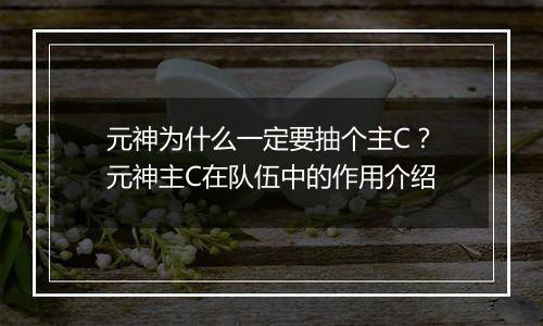 元神为什么一定要抽个主C？元神主C在队伍中的作用介绍