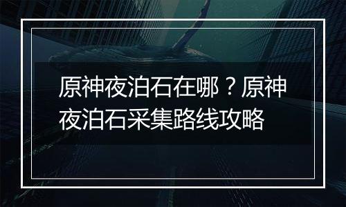 原神夜泊石在哪？原神夜泊石采集路线攻略
