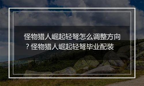 怪物猎人崛起轻弩怎么调整方向？怪物猎人崛起轻弩毕业配装