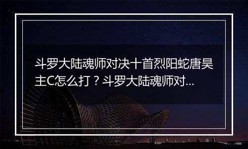斗罗大陆魂师对决十首烈阳蛇唐昊主C怎么打？斗罗大陆魂师对决十首烈阳蛇唐昊主C打法介绍
