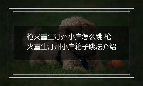 枪火重生汀州小岸怎么跳 枪火重生汀州小岸箱子跳法介绍