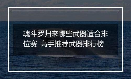 魂斗罗归来哪些武器适合排位赛_高手推荐武器排行榜
