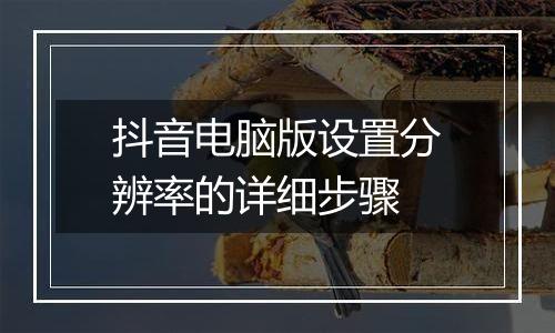 抖音电脑版设置分辨率的详细步骤