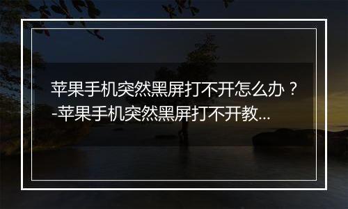 苹果手机突然黑屏打不开怎么办？-苹果手机突然黑屏打不开教程